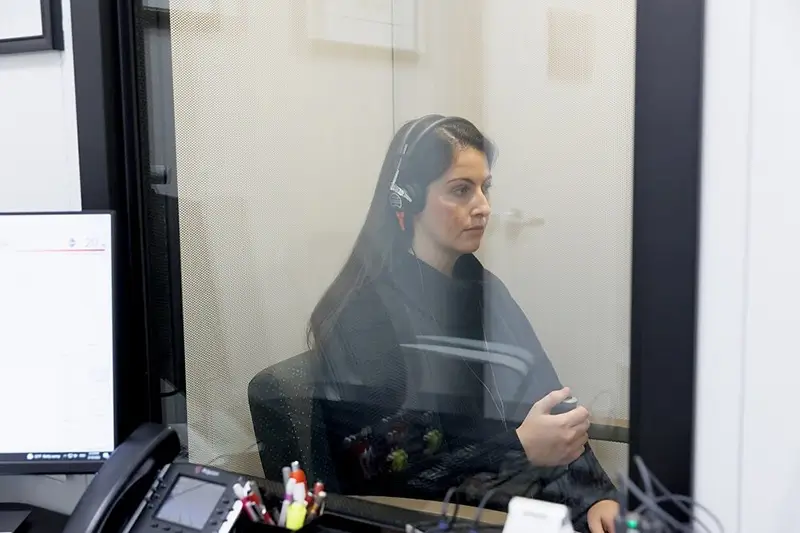 patient having a hearing test at the hearing center mcc